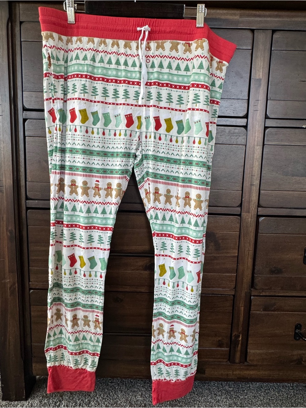 Little Sleepies Holiday Gingerbread & Stocking Lounge Pants - Red, Green, White